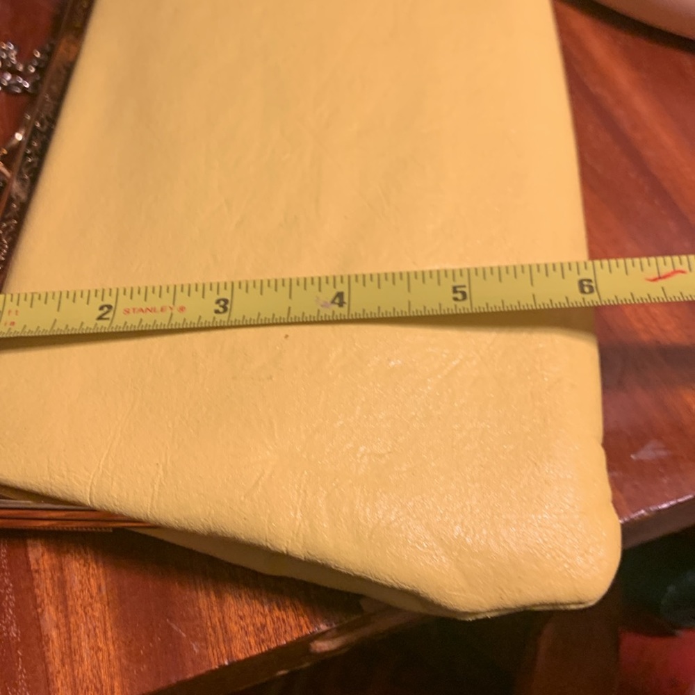 50’s 60’s VIBRANT LEMON LEATHERETTE YELLOW PURSE BAG CLUTCH,CHAIN HANDLE - Picture 10 of 16